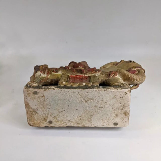 Chocolate Ming Dynasty Pair of Ceramic Elephant Candle Holders For Sale - Image 8 of 13