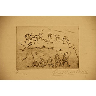 Anselmo Bucci, En Avance sans le Feu, Etching, 1917 For Sale