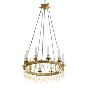 1980s Brass Ring Chandelier