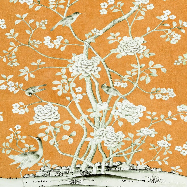 Contemporary Schumacher X Mary McDonald Chinois Palais Wallpaper in Tangerine For Sale - Image 3 of 3