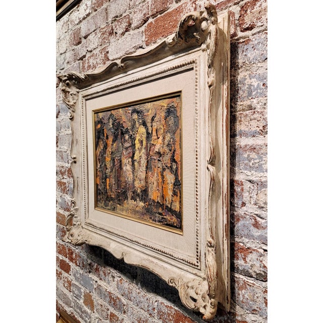 Brown Molly F. Crowd of Women in Abstract -1962 Oil Painting For Sale - Image 8 of 10