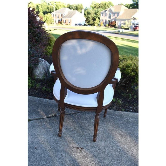 Ethan Allen Francesca Louis XVI Oval Back Armchair Carved Wood French Accent Chair For Sale - Image 13 of 18