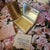 Vintage 1940s Elgin American Brass Compact Mirror Powder Case With Puff & Card For Sale - Image 9 of 13