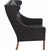 Animal Skin Set of Wing Chair with Ottoman in Black Leather by Børge Mogensen, 1990s For Sale - Image 7 of 18