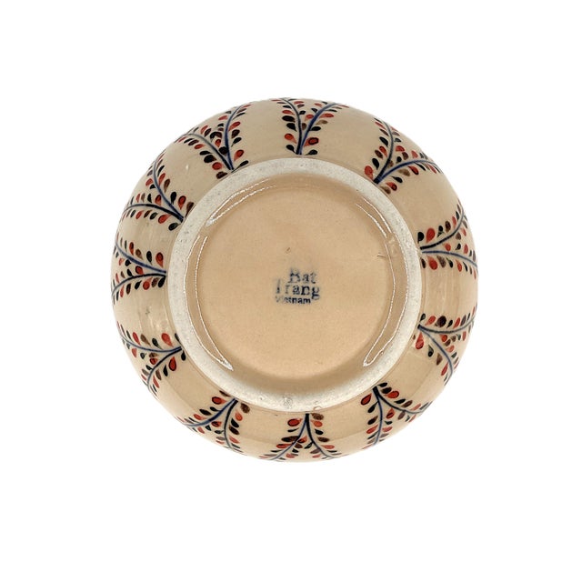 Bat Asian Modern Trang Vietnamese Ceramic Soup Bowls With Hand Painted Leaf Vine Details - Set of 5 For Sale In New York - Image 6 of 9