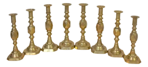 English Brass “Royal Family” Diamond Candlesticks – Complete Set of Four Pairs