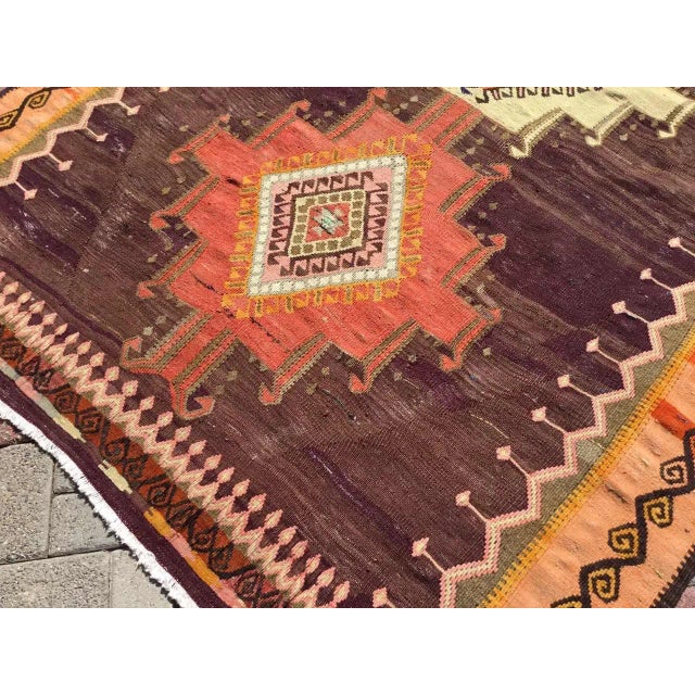 Burnt Umber Burnt Orange Vintage Kilim Rug - 67" X 111.5" For Sale - Image 8 of 11
