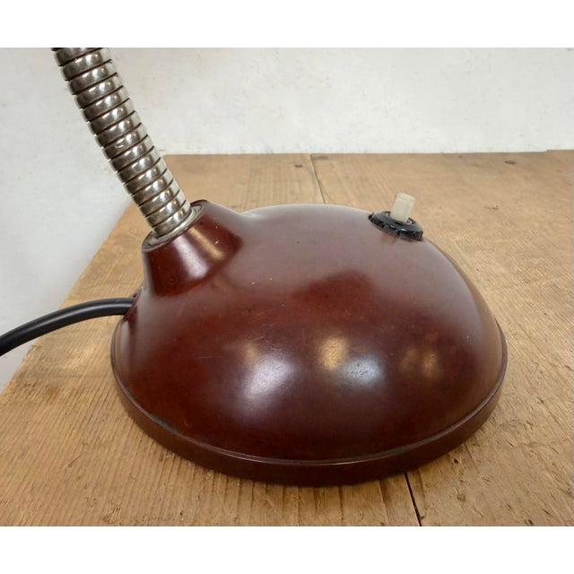 Vintage Brown Bakelite Gooseneck Table Lamp, 1960s For Sale - Image 13 of 18