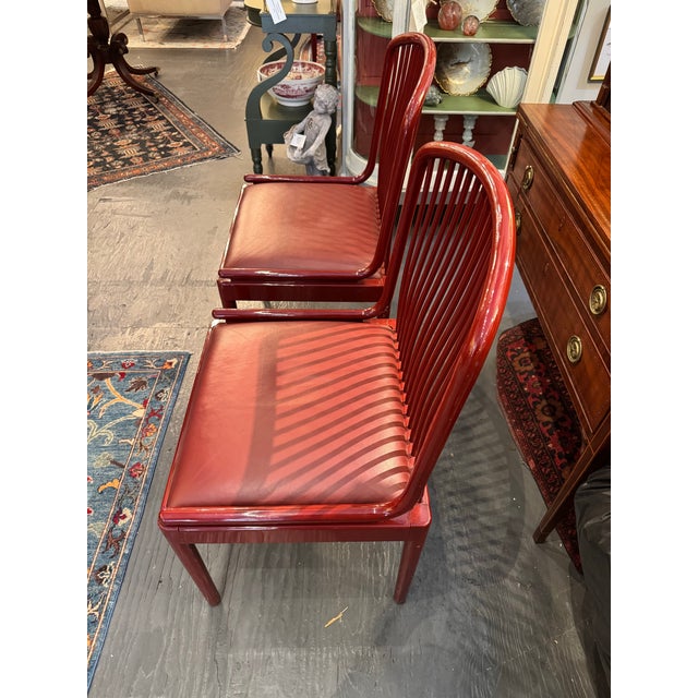 Contemporary Vintage Stendig Andover Burgundy Lacquer Side Chairs - Set of 2 For Sale - Image 3 of 9