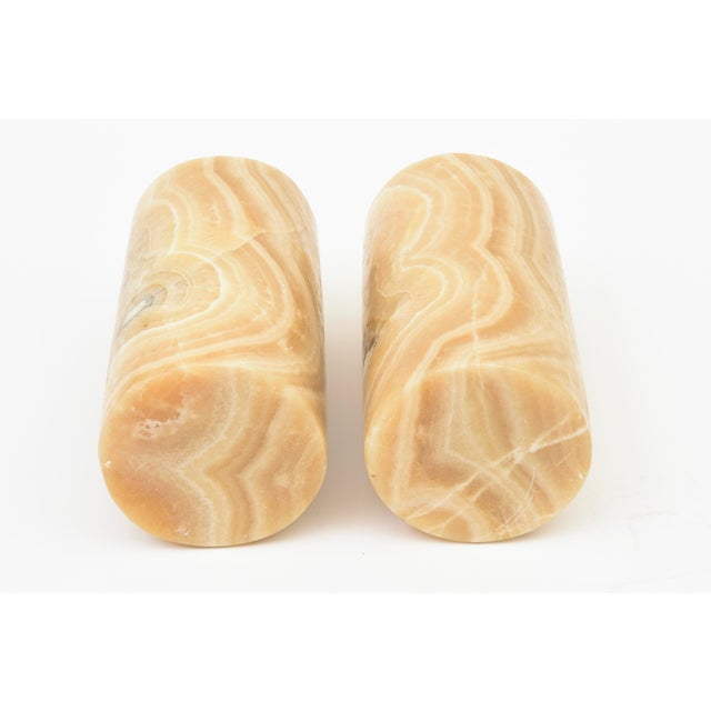 Stone Vintage Italian Alabaster Column Bookends Cream, Tan, Gray, 1970's For Sale - Image 7 of 10