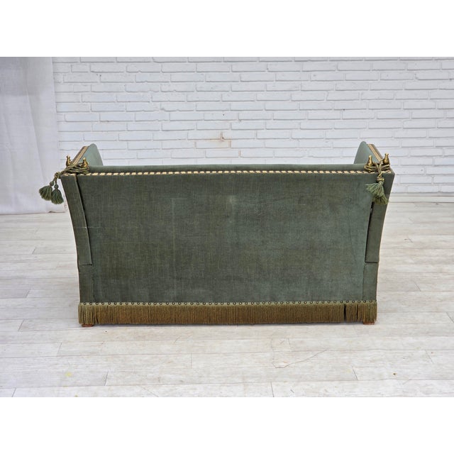 Danish 2-Seater Drop Arm Spanish Sofa in Green and Red Velour, 1970s For Sale - Image 18 of 18