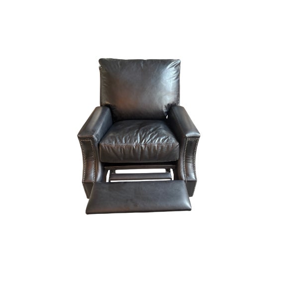 Pottery Barn James Square Arm Leather Manual Recliner For Sale - Image 9 of 9