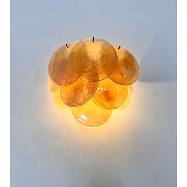 Iridescent Alabaster Gold Disc Glass Wall Sconces, 1990s, Set of 2 For Sale - Image 15 of 18