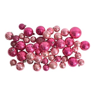 1960s Blush & Bashful Pink Christmas Ornament Collection - 48 Pieces For Sale