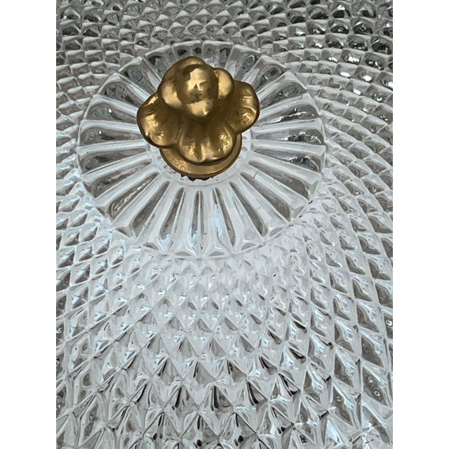 Brass and Crystal Glass Plafonier Ceiling Lamp from Glashütte Limburg, 1970s For Sale - Image 4 of 8