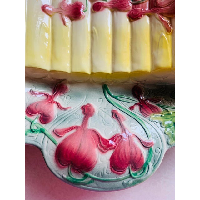 1930s St Clement French Majolica Asparagus Serving Platter For Sale - Image 4 of 9