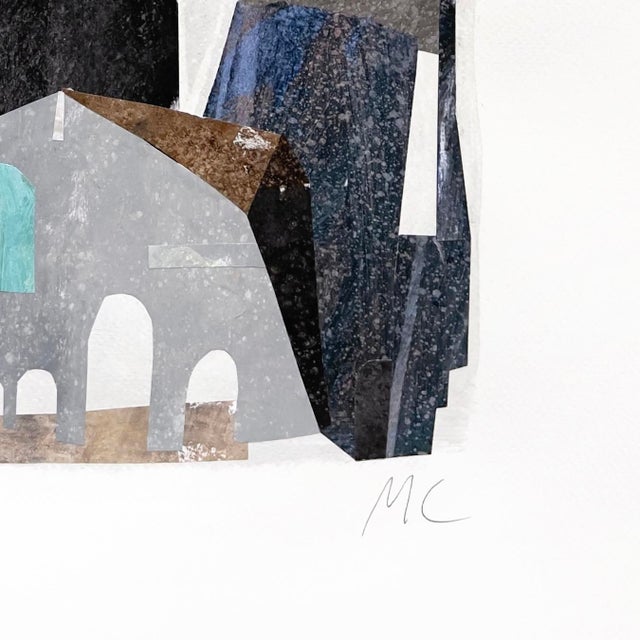 Trees on the Roof Top - Original Architectural Urban Landscape Mixed Media Collage on Paper For Sale In Los Angeles - Image 6 of 6