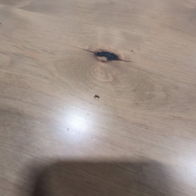 Wood James + James Solid Knotty Alder Farmhouse Dining Table With Turned Legs, Harvest Wheat For Sale - Image 7 of 8