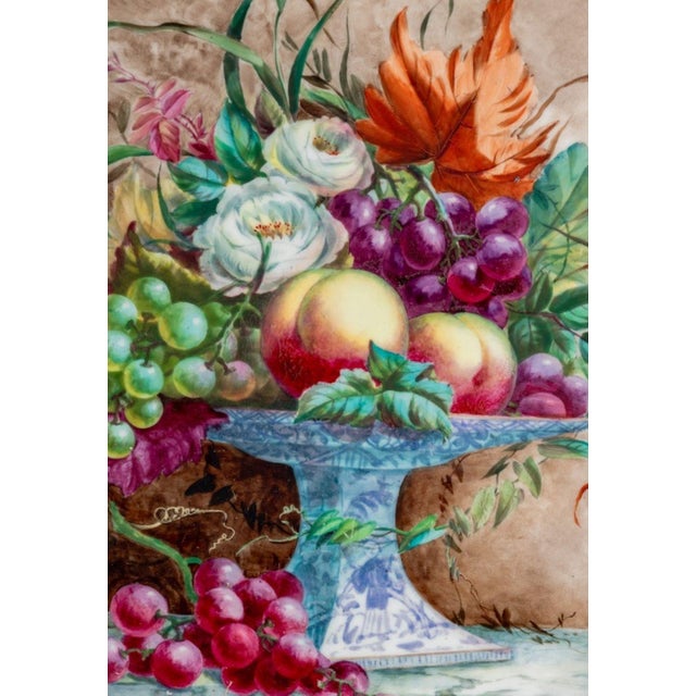 English Herbert Cooper Floral Painted Porcelain Plaques, 2 For Sale - Image 3 of 9