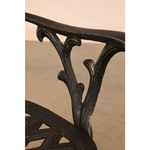 Cast Aluminum Garden Bench With Ornate Lattice Back For Sale - Image 16 of 18