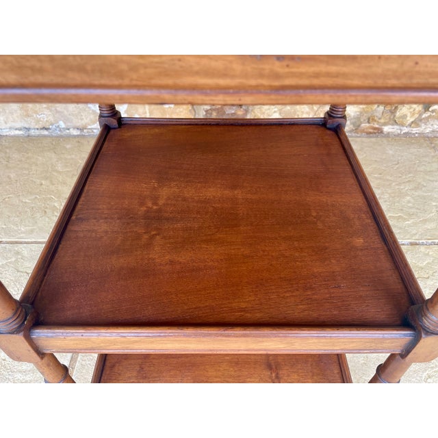 Three-Tiered Walnut Turned Wood Side Table, 1930s For Sale - Image 4 of 16