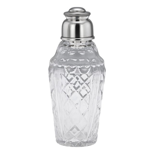 20th Century English Silver & Cut Glass Cocktail Shaker from Mappin & Webb, 1949 For Sale