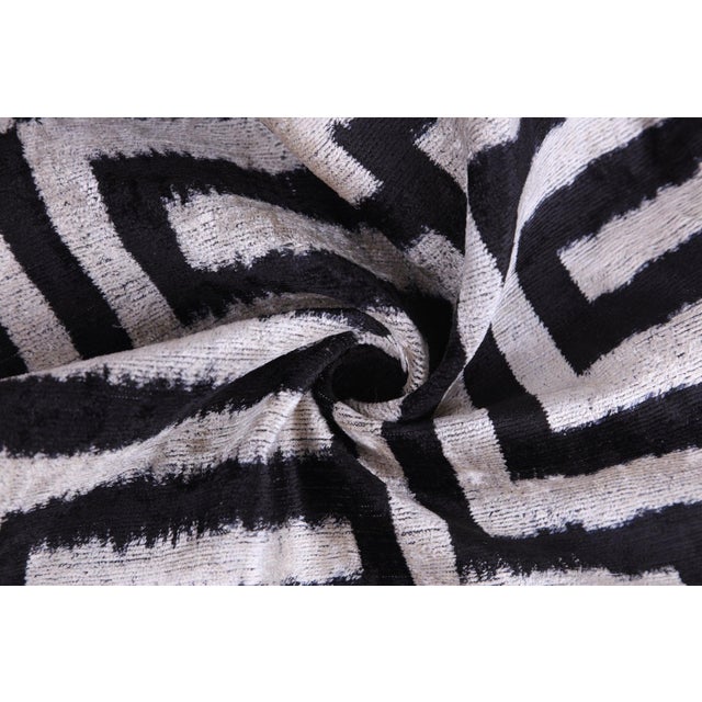 Black & White Geometric Velvet Throw Pillow | 16x24 Handmade Luxury Decor For Sale In San Francisco - Image 6 of 8