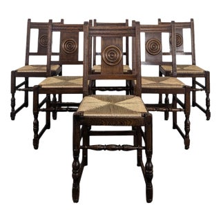 Oak Chairs in the style of Dudouyt, Set of 6 For Sale