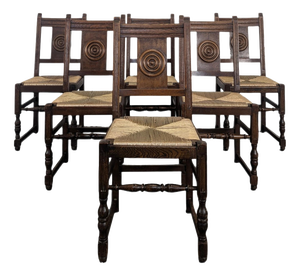 Oak Chairs in the style of Dudouyt, Set of 6