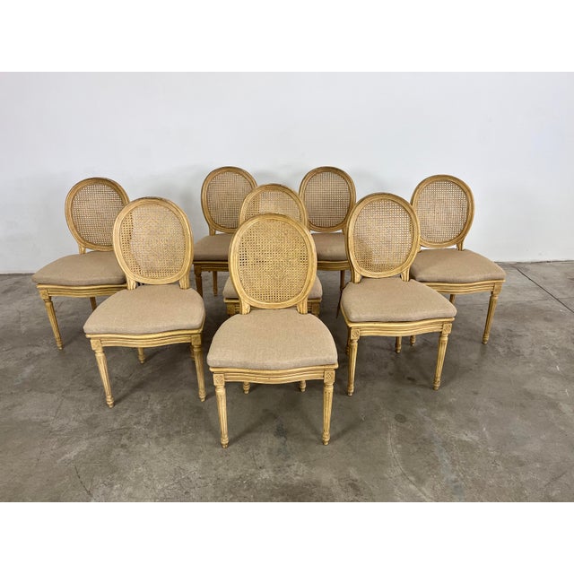 French Vintage French Louis XVI Dining Chairs – Set of 8 For Sale - Image 3 of 6