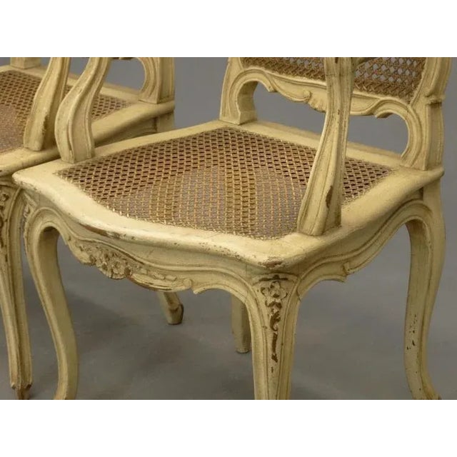 1920s Vintage Louis XV-Style French Caned Arm Chairs - Set of 4 For Sale - Image 9 of 13