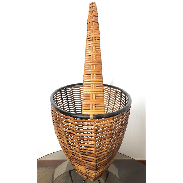 Black Vintage Wicker and Metal Magazine Rack, 1960s For Sale - Image 8 of 13