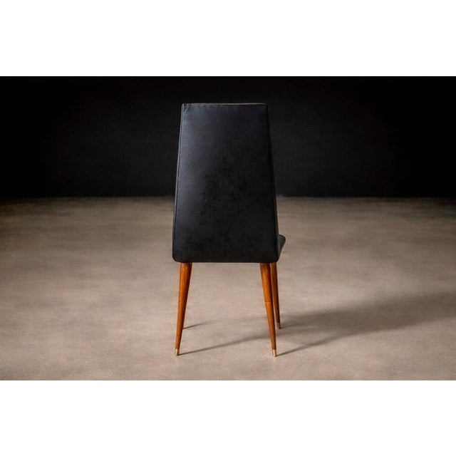 Set of 4 Chairs in Caviuna Wood & Black Leather, Giuseppe Scapinelli, 1950s For Sale - Image 11 of 14