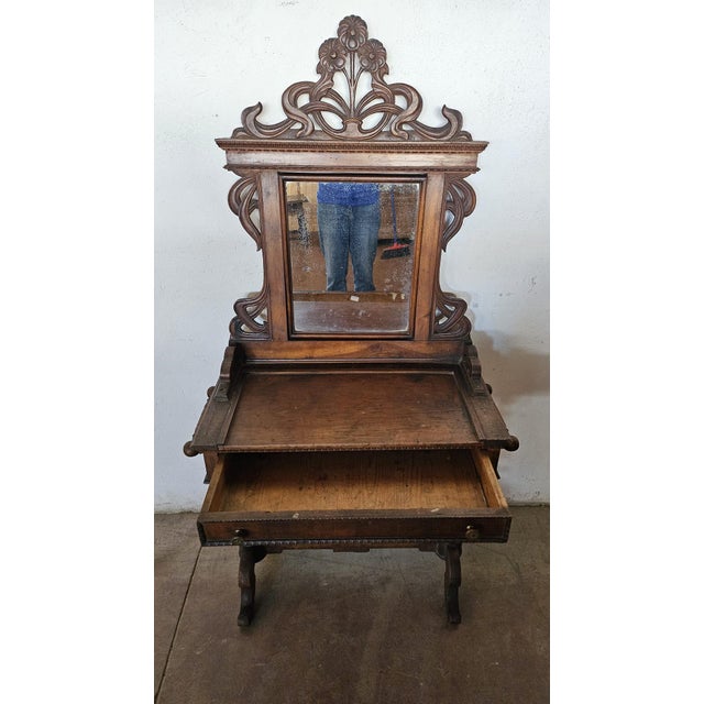 Italian Makeup Dressing Table in Walnut For Sale - Image 4 of 8