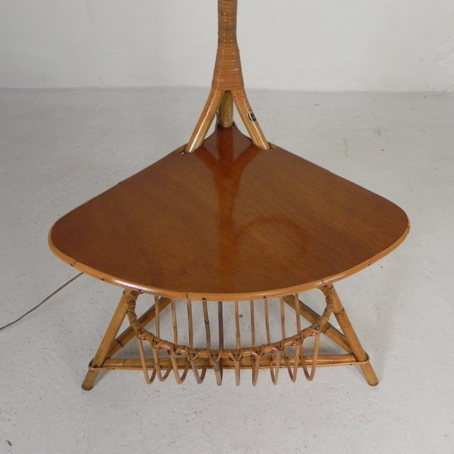 Wood Vintage Standing Bamboo Lamp, 1950s For Sale - Image 7 of 18
