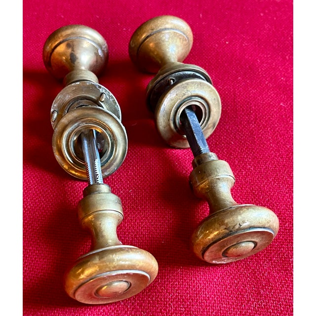 American Antique 19th Century Small Size Brass Door Knobs - A Pair For Sale - Image 3 of 13