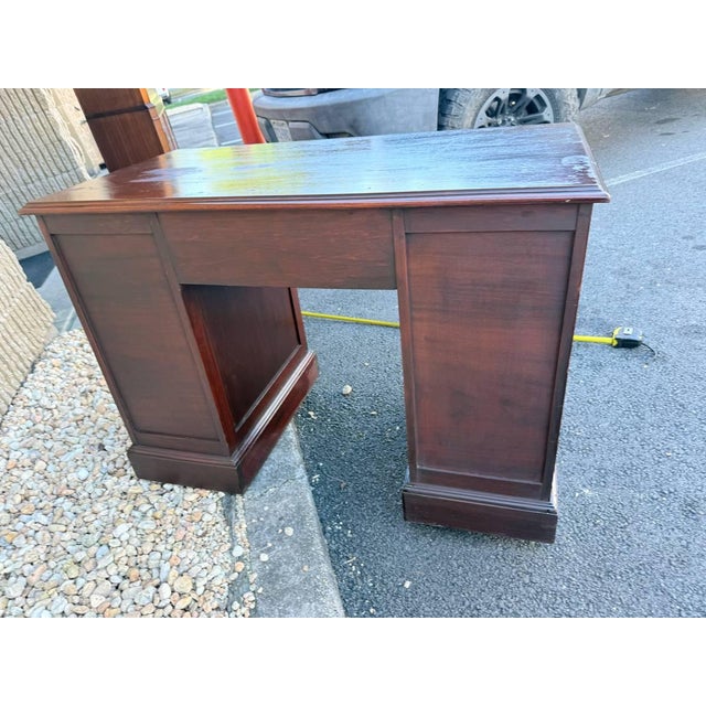 Vintage Victorian Style Mahogany Twin Pedestal Writing Desk. For Sale - Image 14 of 16