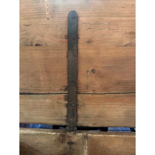 Early 18th Century Very Early Hand Painted Italian Large Cassone Trunk With Original Hardware For Sale - Image 5 of 18