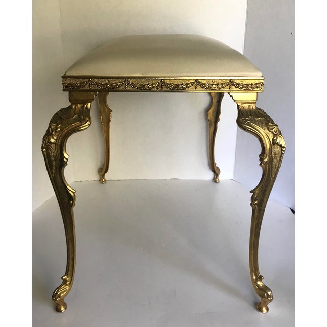 Vintage Regency Brass Vanity Stool Made in Italy Chairish
