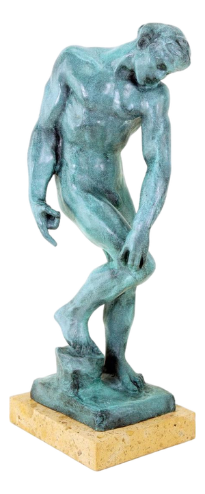 After Rodin, Green Modern Figurative Statue, Patinated Bronze