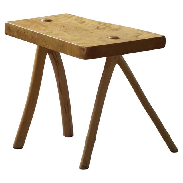 Scandinavian Modern Wabi-Sabi Handcrafted Birch Stool, 1960s For Sale - Image 9 of 9