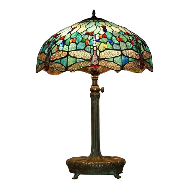 Antique Original Tiffany Studios Nyc O'Brien Bronze Height Adjustable Table Lamp For Sale