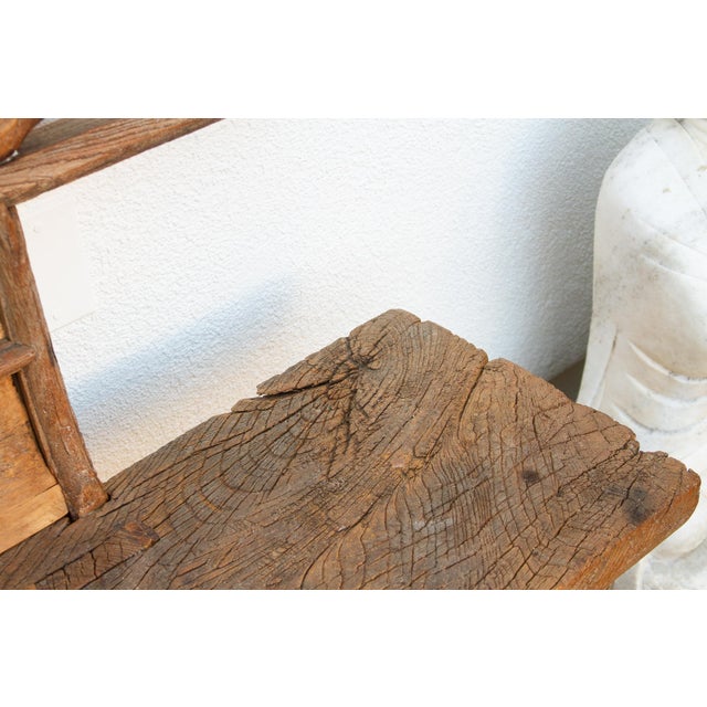 Rare 18th Century Oxidized Elm Theater Bench For Sale - Image 10 of 17