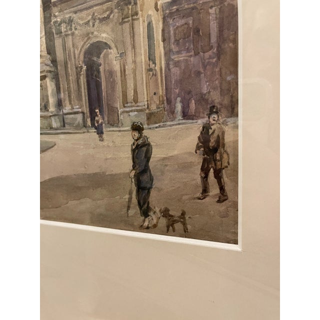 The School of Paris 1957 Original Architectural Watercolor Painting, Framed For Sale - Image 3 of 7