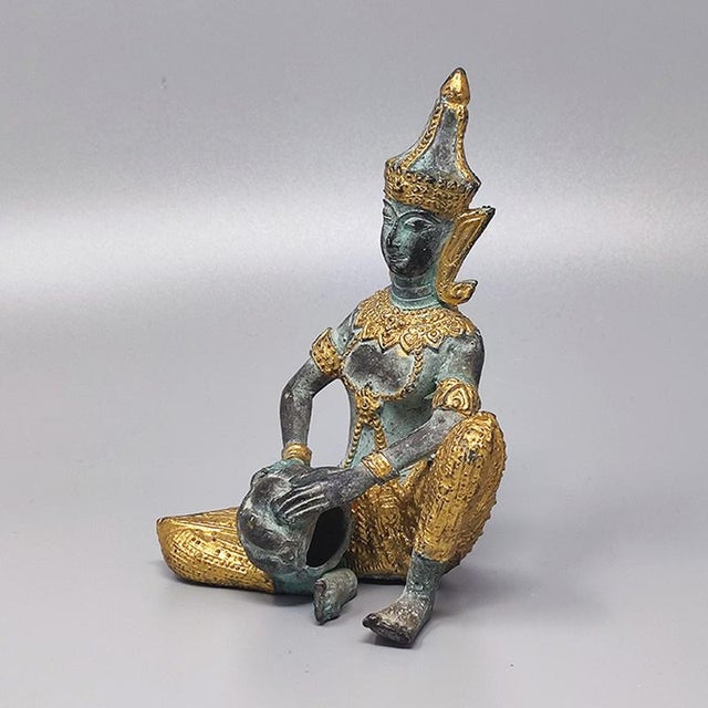 Mid-Century Modern Thai Decorative Bronze Statue Depicting Deity, 1940s For Sale - Image 3 of 10