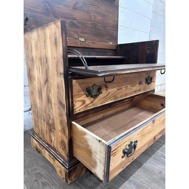 Vintage Solid Pine Three Drawer Lift Top Blanket Chest For Sale In Kansas City - Image 6 of 11