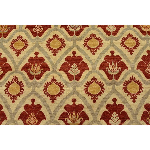 2020s Suzani Rug 6’7” X 7’9” Beige Wool Hand-Knotted Oriental Carpet For Sale - Image 5 of 12