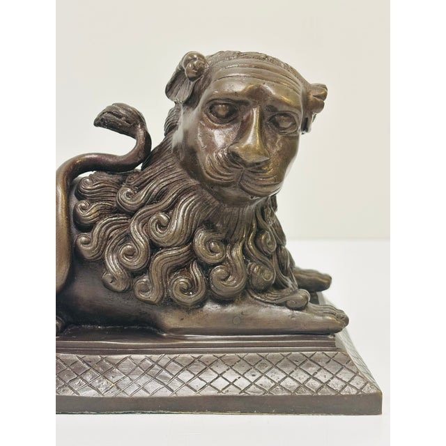 1990s Vintage Borghese Bronze Lion Doorstop/Bookend For Sale - Image 5 of 9