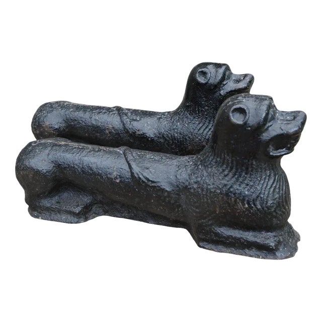 Cast Iron Andirons in the Shape of a Lying Dog, Belgium, 16th Century, Set of 2 For Sale
