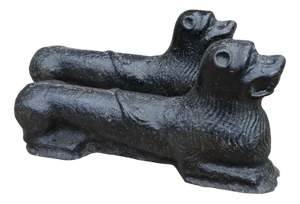 Cast Iron Andirons in the Shape of a Lying Dog, Belgium, 16th Century, Set of 2